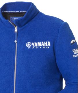 Détail des logos poitrine de la polaire Yamaha bleu