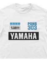 Détail des logos t-shirt Patrick Pons Yamaha 303